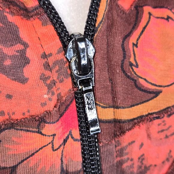 Chico's full zip Cotton sweatshirt beaded floral stretchy jacket XL 16 red brown - Picture 7 of 17